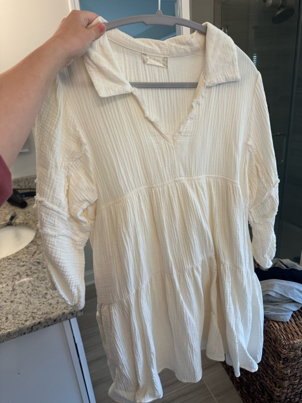 Altar'd State Cream Gauze Pullover Tunic